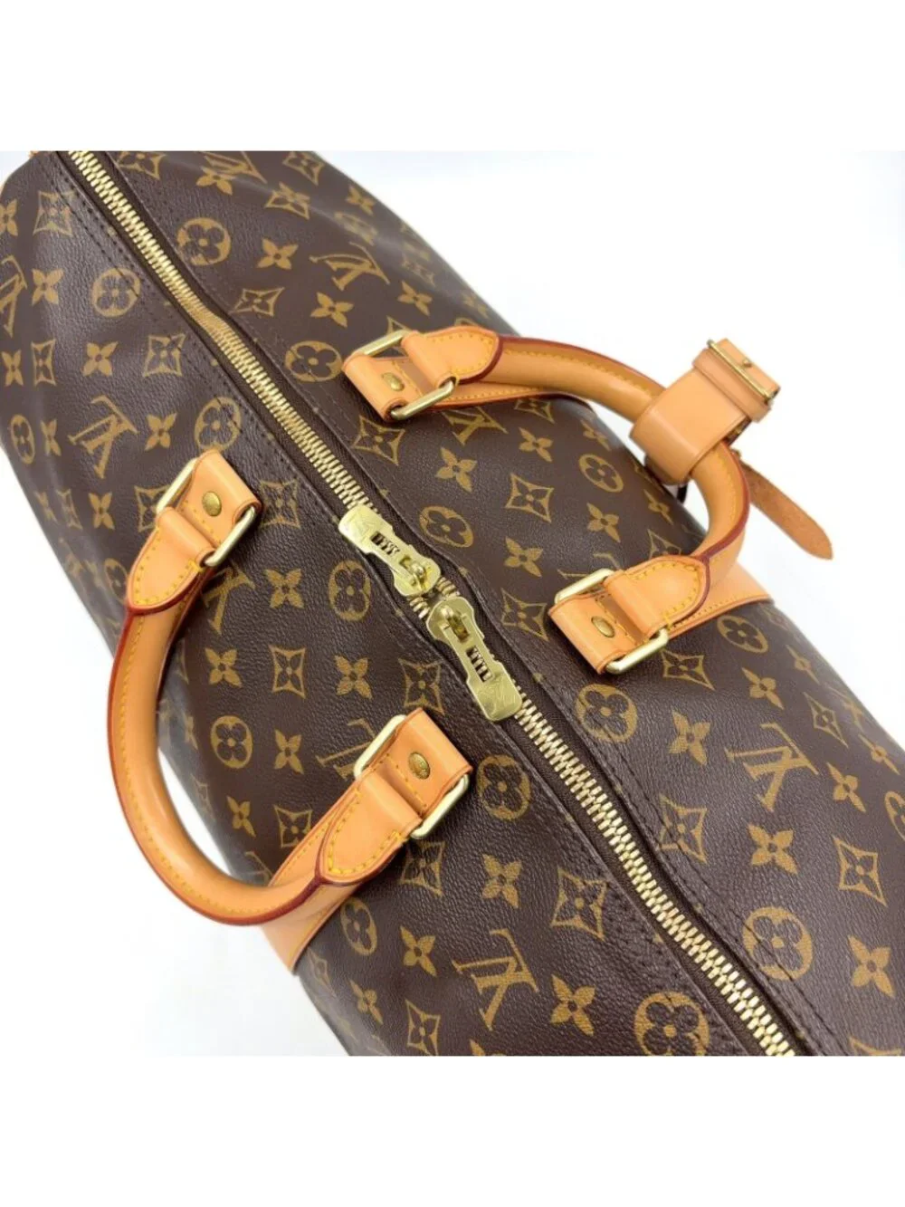 Louis Vuitton Keepall 45 Monogram Leather Brown Light Boston Bag Gold